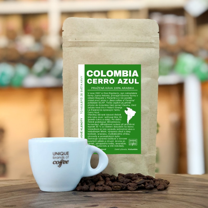 Colombia Cerro Azul Geisha - čerstvě pražená káva